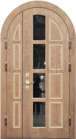 Полуторная арочная дверь со стеклянной вставкой