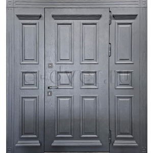 Входная трехстворчатая дверь для частного дома (цвет графит)