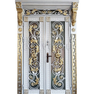 Премиальная дверь с термозащитой/отделка МДФ/цвет золото и белый