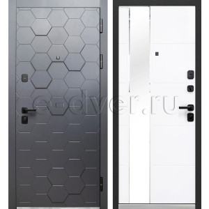 Стальная дверь отделка МДФ три контура уплотнения с зеркалом